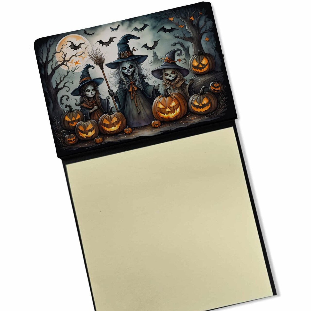 Edge Collections - 3" x 3" - Multicolor - Spooky Skull Halloween Sticky Note Holder with Refillable Dispenser - 1 Piece